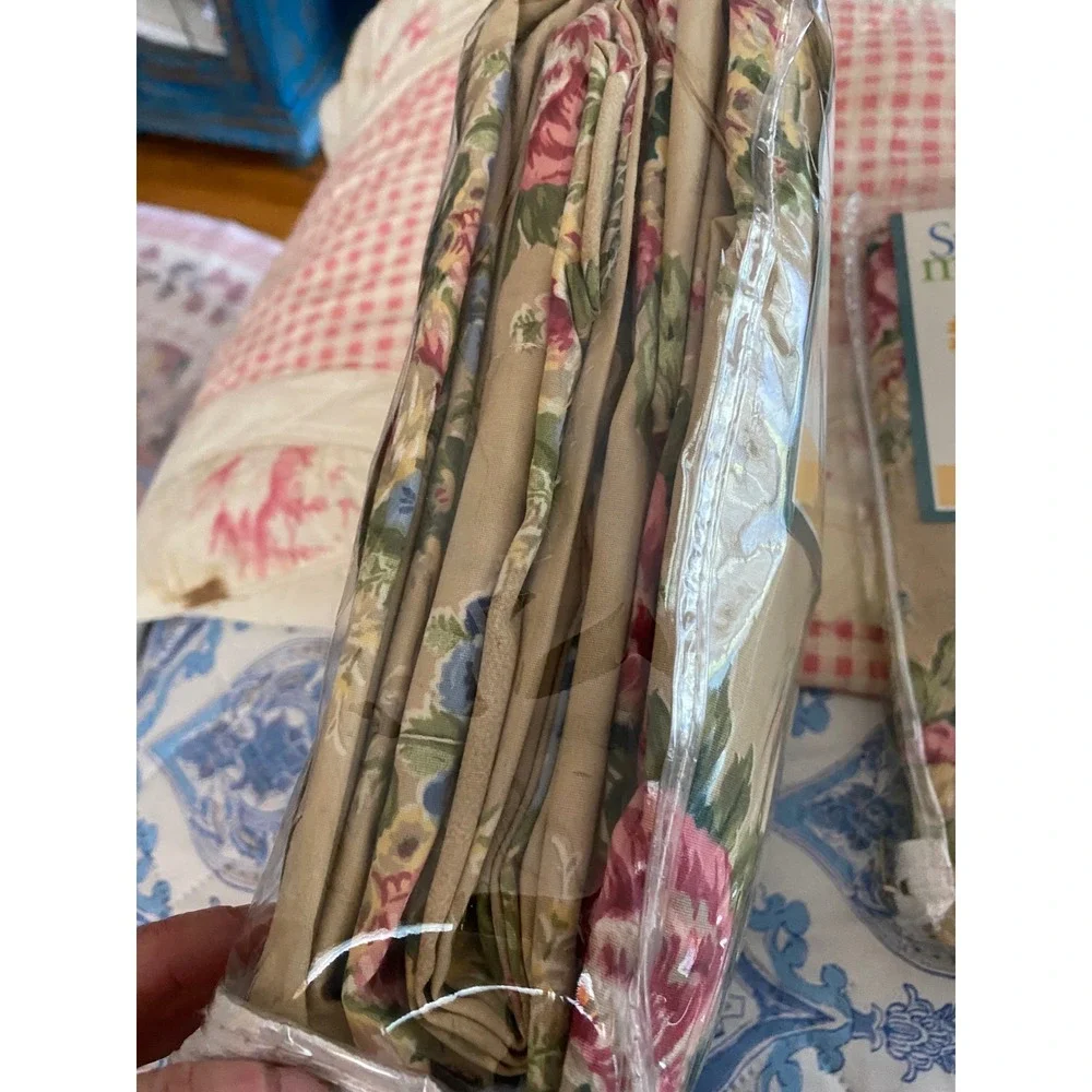 VTG 80's Springmaid  Floral Curtain Panel Pair 80x84 & 2 Pantaloon Valances NEW